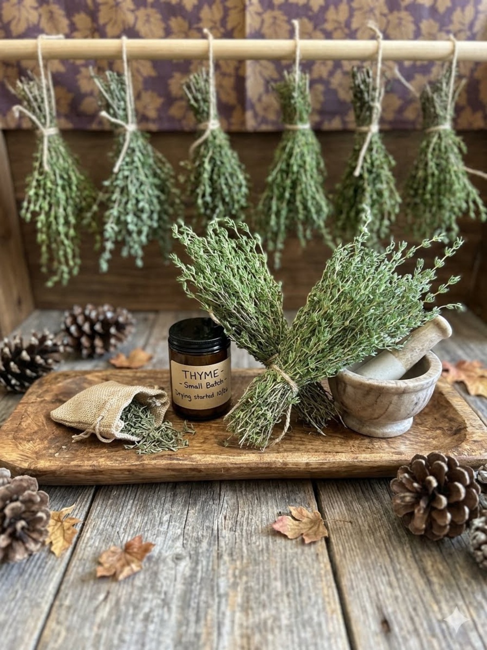 Rustic Dried Thyme Bundle Orchid & Vine Hand Grown Crafted Organic Multi Uses